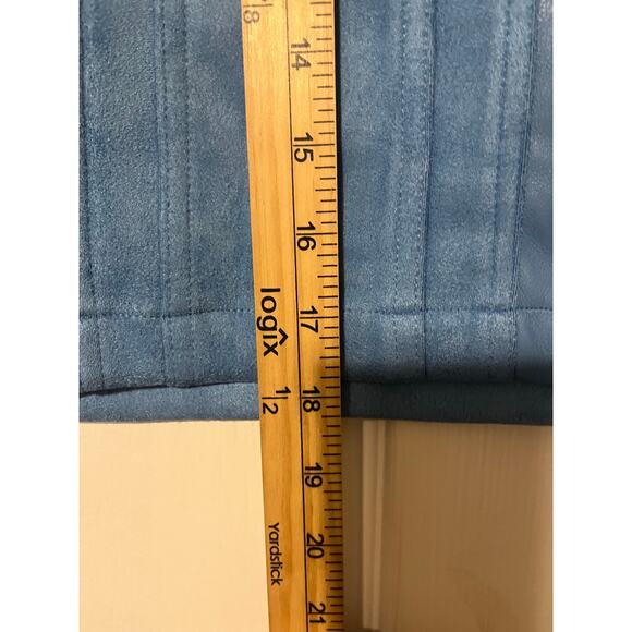 MARC NEW YORK FAUX LEATHER SUEDE SKIRT BLUE L - Picture 4 of 5